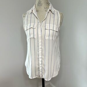 ‘Who What Wear’ cream Sleeveless striped blouse, Women’s size Small